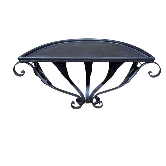 Wrought Iron Wall-Mounted Decorative Shelf With Leaf Design - Picture 9 of 11